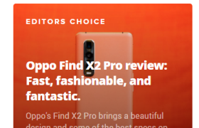 OPPO Find X2 Pro 斩获顶级外媒「编辑选择奖」，评价超过三星 S20 Ultra