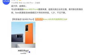 超感光微云台双主摄 vivo X60 Pro+即将震撼来袭